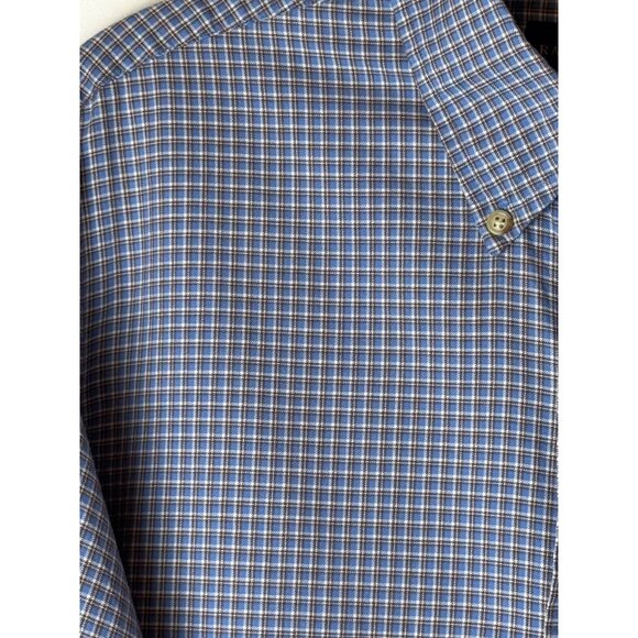 Ralph Lauren Shirt Men Large Blue White Checked Button Down Career Preppy - Picture 6 of 10